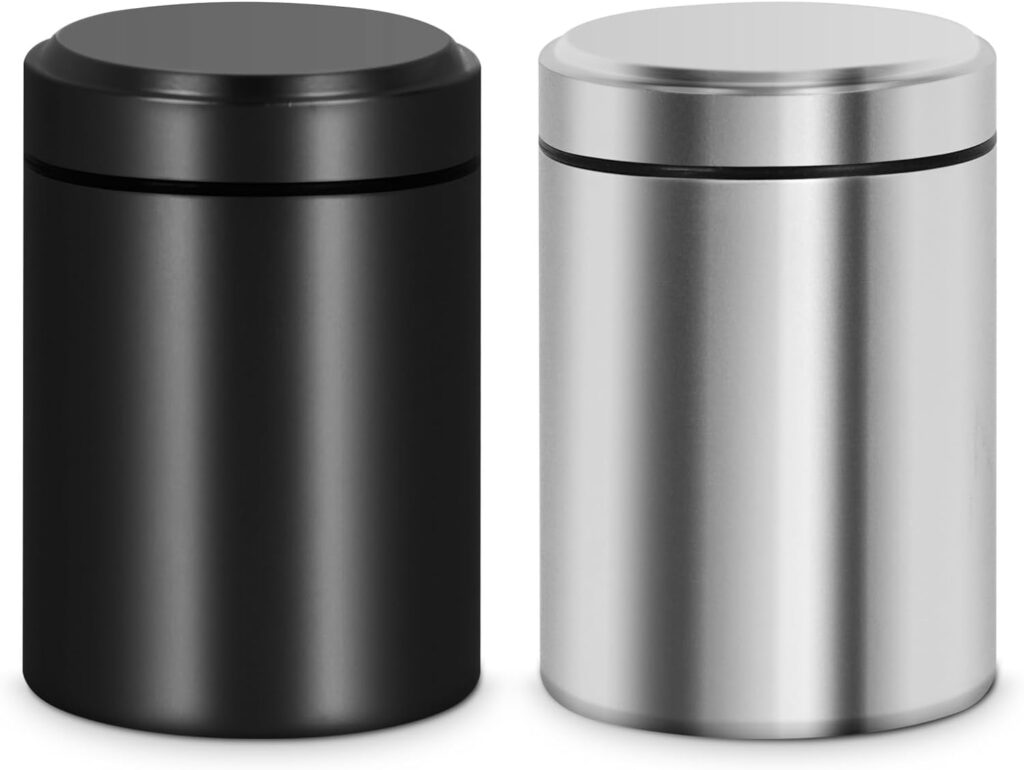 NKTOLEE Aluminum Stash Box Jar, Smell Proof Containers With O Rubber Ring, Multipurpose Storage Container for Spices, Coffee Teas （Black+Purple）