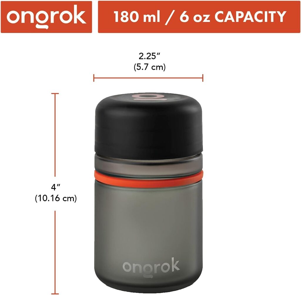 ONGROK Glass Storage Jar, 180ml, 3 Pack, Color-Coded Airtight Glass Containers, UV Air Proof Herb Jar to Stash Goods with Care with Child Resistant Lid